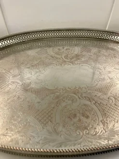 Pamono Antique Edwardian Silver-Plated Engraved Tea Tray, 1900s><noscript><img width=