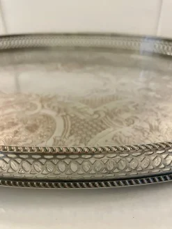 Pamono Antique Edwardian Silver-Plated Engraved Tea Tray, 1900s><noscript><img width=