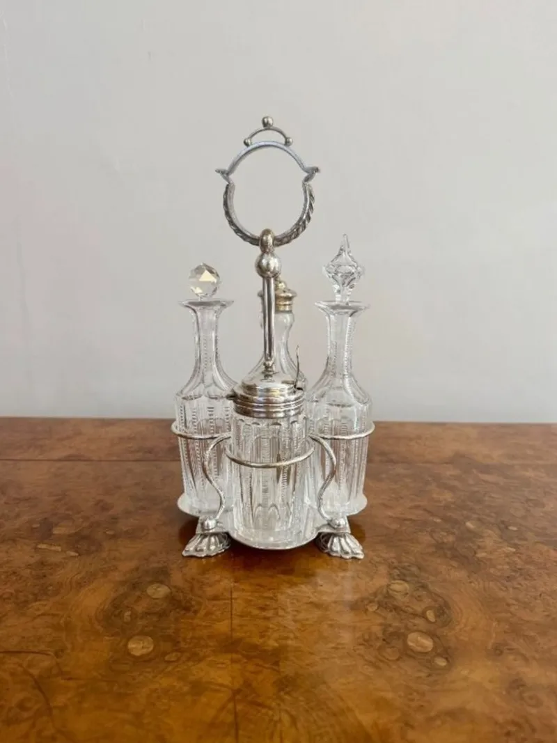 Pamono Antique Edwardian Silver-Plated Cruet Set, 1900s, Set of 5