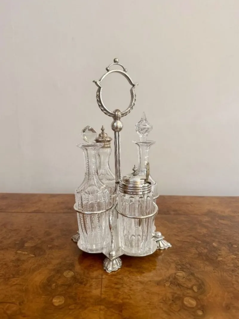 Pamono Antique Edwardian Silver-Plated Cruet Set, 1900s, Set of 5