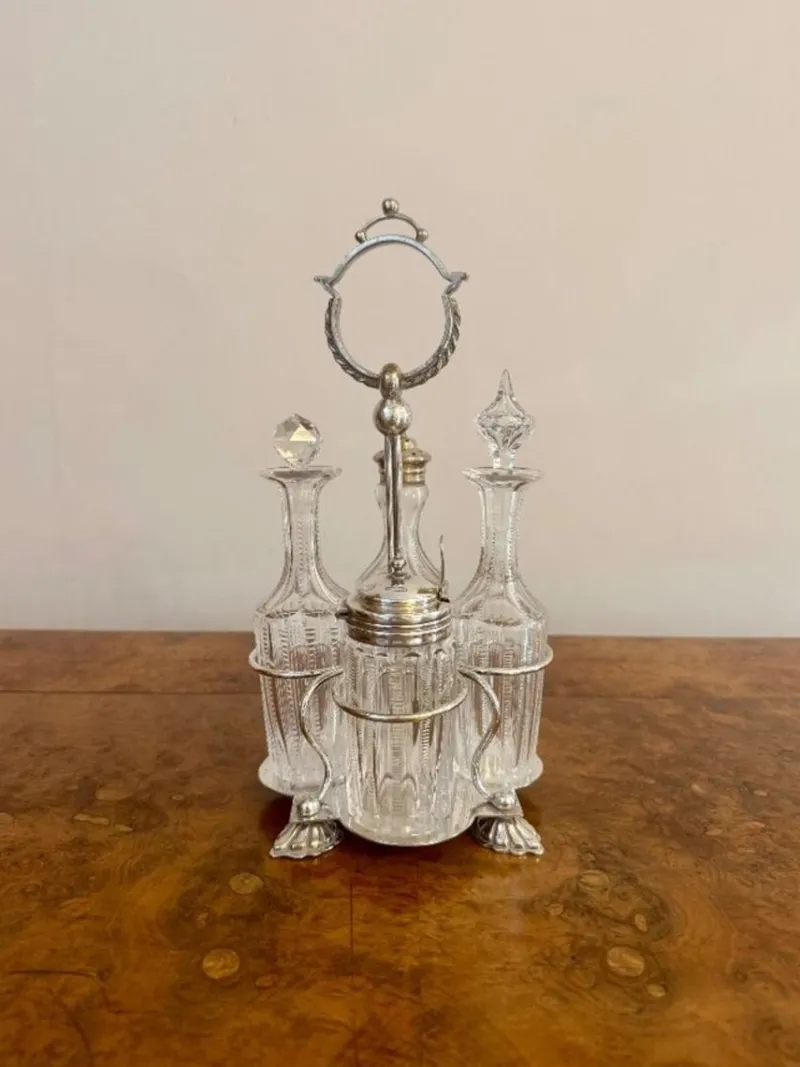 Pamono Antique Edwardian Silver-Plated Cruet Set, 1900s, Set of 5