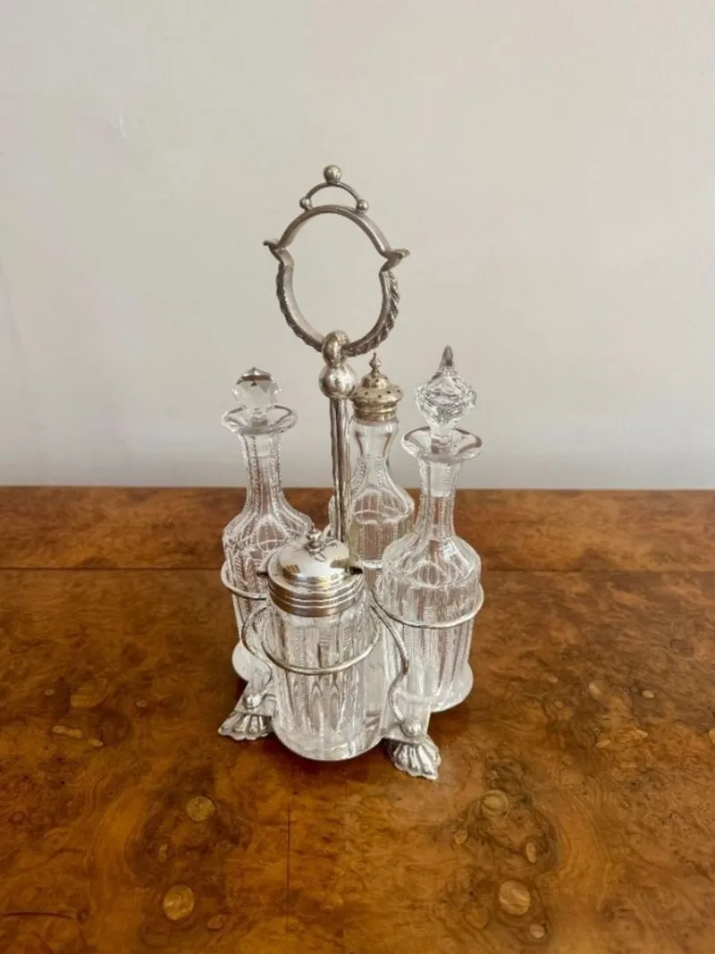 Pamono Antique Edwardian Silver-Plated Cruet Set, 1900s, Set of 5