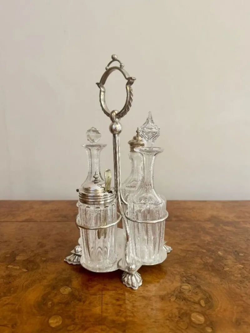 Pamono Antique Edwardian Silver-Plated Cruet Set, 1900s, Set of 5