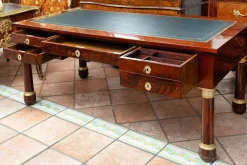 Pamono Antique Empire Desk in Mahogany Feather with Gilt Bronze Elements, France, Early 19th Century><noscript><img width=
