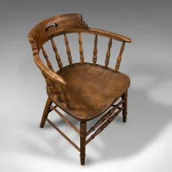 Discount Pamono Antique English Ash & Elm Captains Chair, 1900