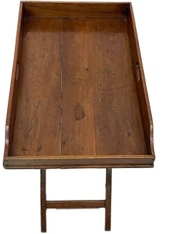 Outlet Pamono Antique English Butler Tray on Stand, Set of 2