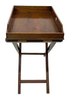 Outlet Pamono Antique English Butler Tray on Stand, Set of 2