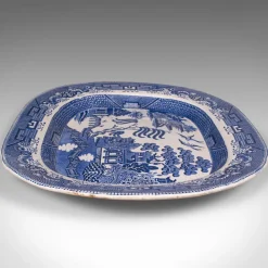 Pamono Antique English Ceramic Willow Pattern Serving Plate><noscript><img width=