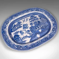 Pamono Antique English Ceramic Willow Pattern Serving Plate><noscript><img width=