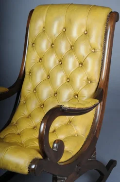 Pamono Antique English Chesterfield Rocking Chair><noscript><img width=