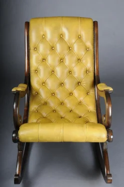 Pamono Antique English Chesterfield Rocking Chair><noscript><img width=