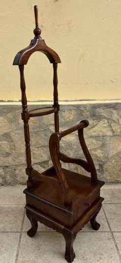 Outlet Pamono Antique English Chippendale Hardwood Valet Stand with One Drawer, 1890s