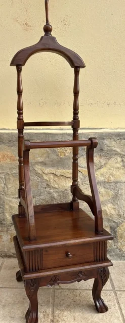 Outlet Pamono Antique English Chippendale Hardwood Valet Stand with One Drawer, 1890s