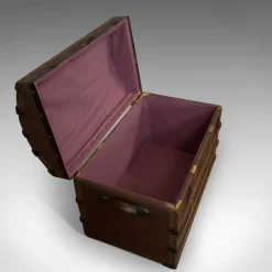 Hot Pamono Antique English Dome Top Trunk in Oak, 1910