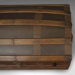 Hot Pamono Antique English Dome Top Trunk in Oak, 1910