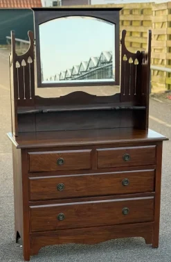 Pamono Antique English Dressing Table with Mirror> Dressing Tables
