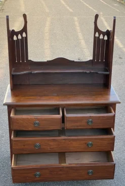 Pamono Antique English Dressing Table with Mirror><noscript><img width=