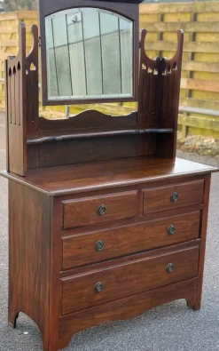 Pamono Antique English Dressing Table with Mirror><noscript><img width=