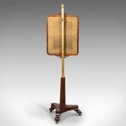 New Pamono Antique English Fireside Pole Screen, 1830s