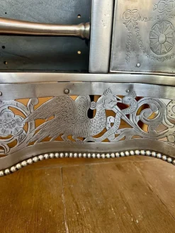 Pamono Antique English Georgian Polished Steel Dog Fire Grate, 1850s><noscript><img width=