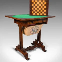 Pamono Antique English Regency Rosewood Fold Over Games Table, 1820s><noscript><img width=