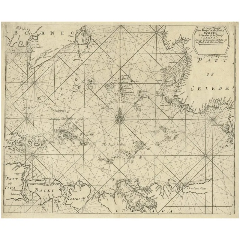 Clearance Pamono Antique English Seachart of Bali, 1711