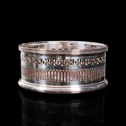 Pamono Antique English Silver Plated Wine Coaster or Bottle Stand from Harrods London, 1920><noscript><img width=
