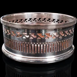 Pamono Antique English Silver Plated Wine Coaster or Bottle Stand from Harrods London, 1920><noscript><img width=