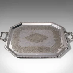 Online Pamono Antique English Silver Plated Presentation Serving Tray, 1890s