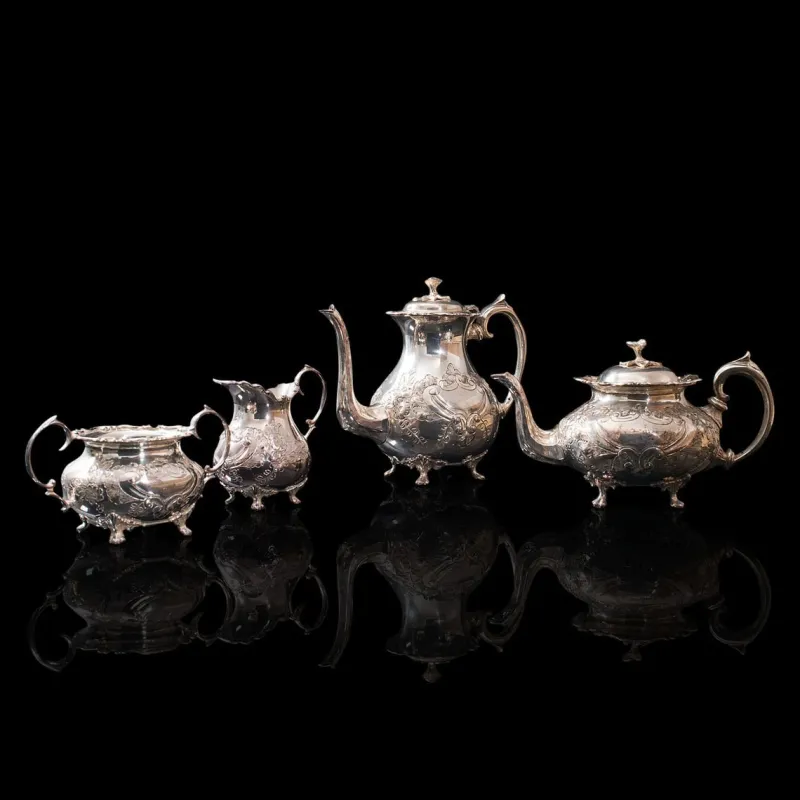 Discount Pamono Antique English Silver-Plated Tea Service, 1900s, Set of 4
