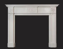 Pamono Antique English Statuary White Marble Fireplace Mantel, 1830><noscript><img width=
