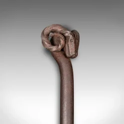 Clearance Pamono Antique English Wrought Iron Rams Head Fire Poker, 1910