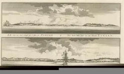 Pamono Antique Engraving of Tinian, an Island of the Northern Mariana Islands, 1757> Posters