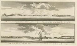 Pamono Antique Engraving of Tinian, an Island of the Northern Mariana Islands, 1757><noscript><img width=