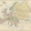 Pamono Antique Europe Map with Political Boundaries, 1884> Wall Decor