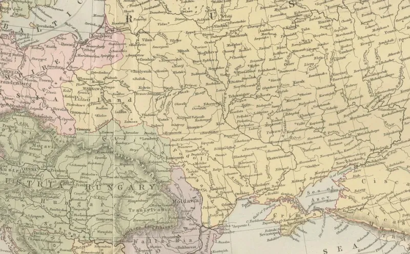 Pamono Antique Europe Map with Political Boundaries, 1884> Wall Decor
