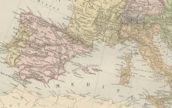 Pamono Antique Europe Map with Political Boundaries, 1884><noscript><img width=