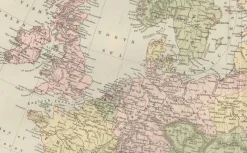 Pamono Antique Europe Map with Political Boundaries, 1884><noscript><img width=