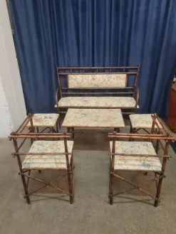 Pamono Antique Faux Bamboo Parlor Set from Maison Staněk Prague, Set of 6> Garden Seating