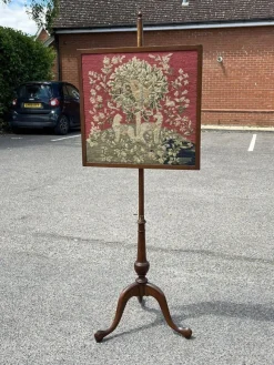 Pamono Antique Fire Screen with Tapestry> Fireplaces And Mantels
