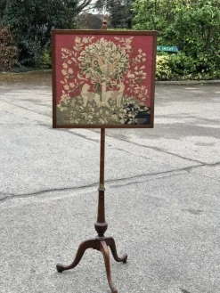 Pamono Antique Fire Screen with Tapestry><noscript><img width=