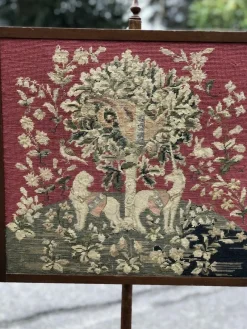 Pamono Antique Fire Screen with Tapestry><noscript><img width=
