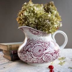 Best Pamono Antique Floral Terre De Fer Pitcher from St. Amand, France, 1890s