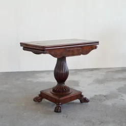 Best Pamono Antique Folding Pedestal Card Table, 19th Century