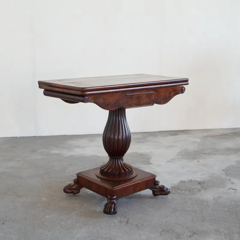 Best Pamono Antique Folding Pedestal Card Table, 19th Century
