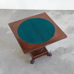 Best Pamono Antique Folding Pedestal Card Table, 19th Century