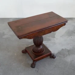 Best Pamono Antique Folding Pedestal Card Table, 19th Century