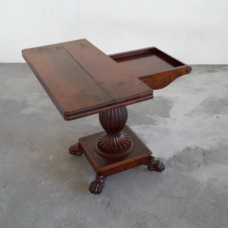 Best Pamono Antique Folding Pedestal Card Table, 19th Century