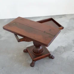Best Pamono Antique Folding Pedestal Card Table, 19th Century