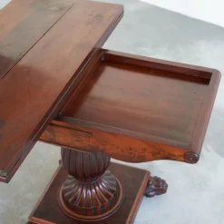 Best Pamono Antique Folding Pedestal Card Table, 19th Century